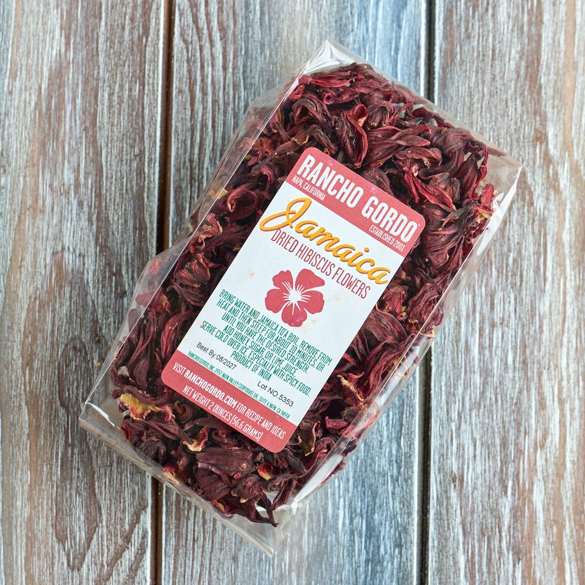 A bag of dried hibiscus flowers