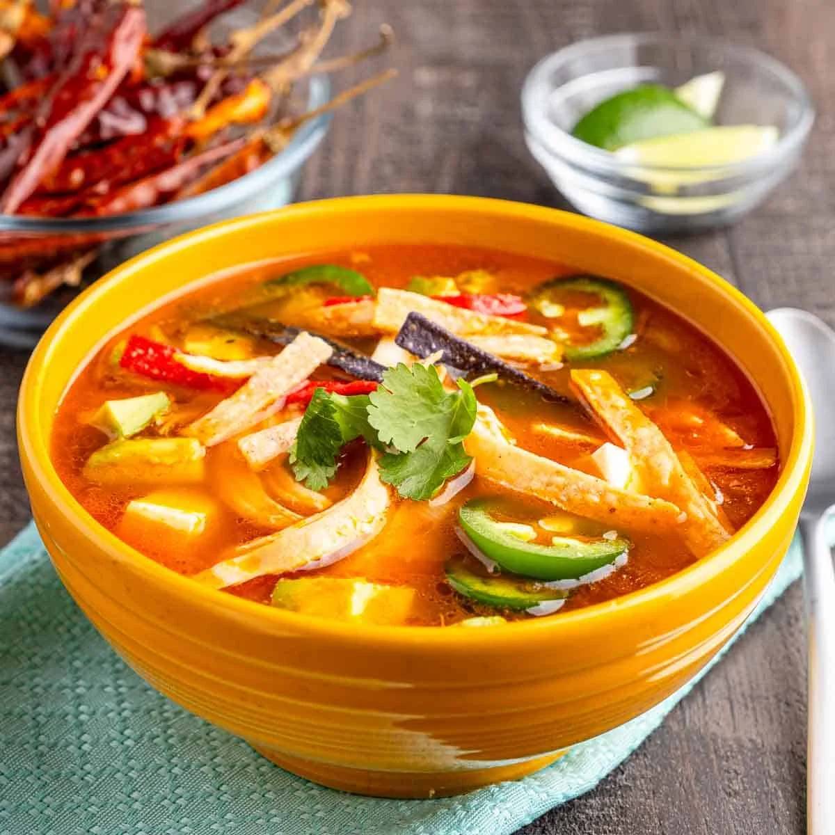 A bowl of tortilla soup