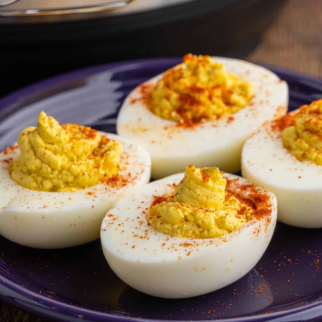 A plate of deviled eggs