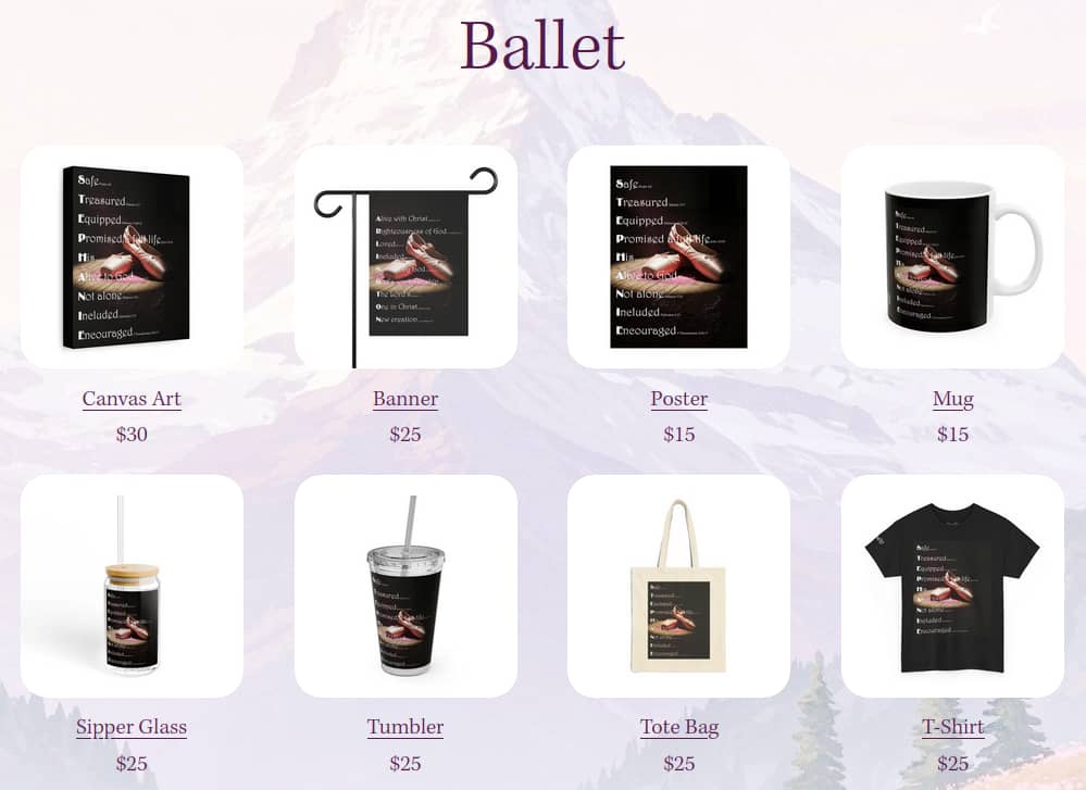 Ballet personalized name art products