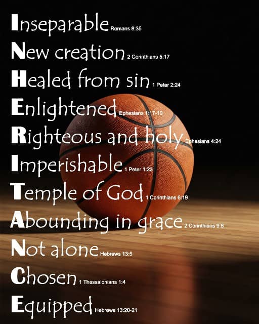 INHERITANCE word art on Basketball background