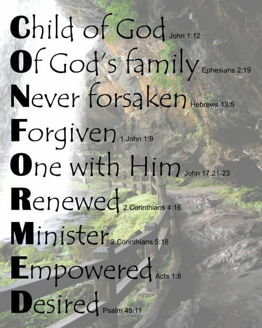 CONFORMED on Dry Falls background