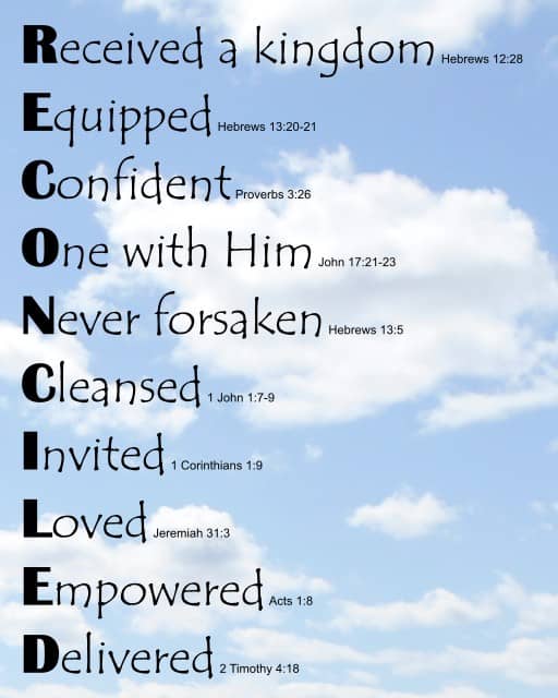 RECONCILED on Clouds n Sky background