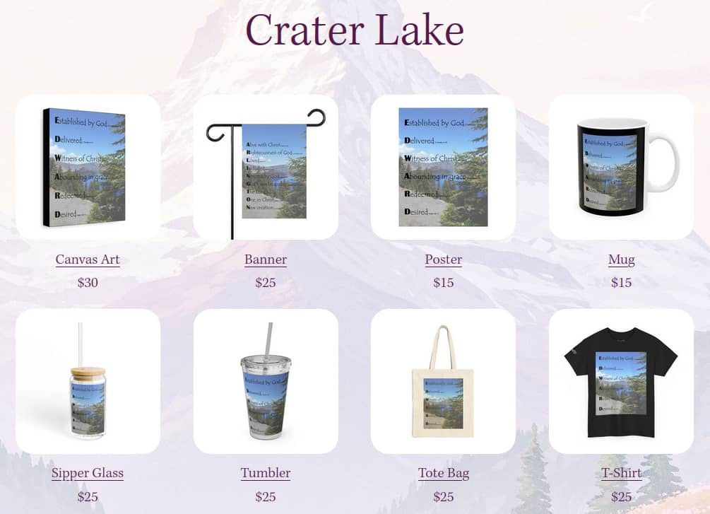 Crater Lake personalized name art products