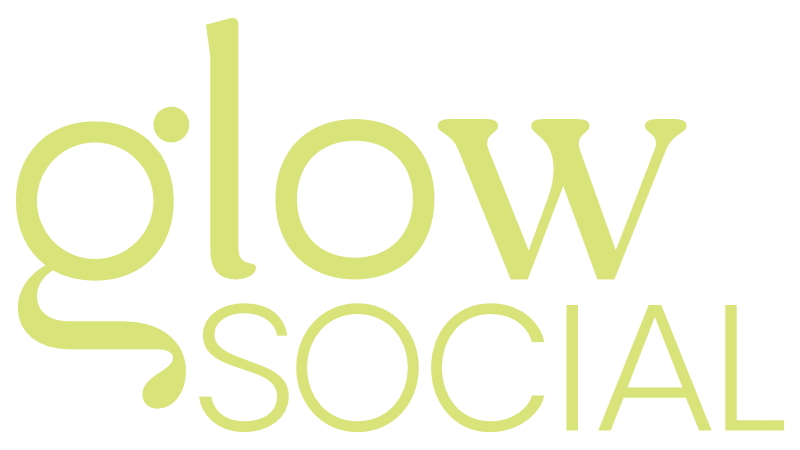 bright green writing that says "Glow Social"