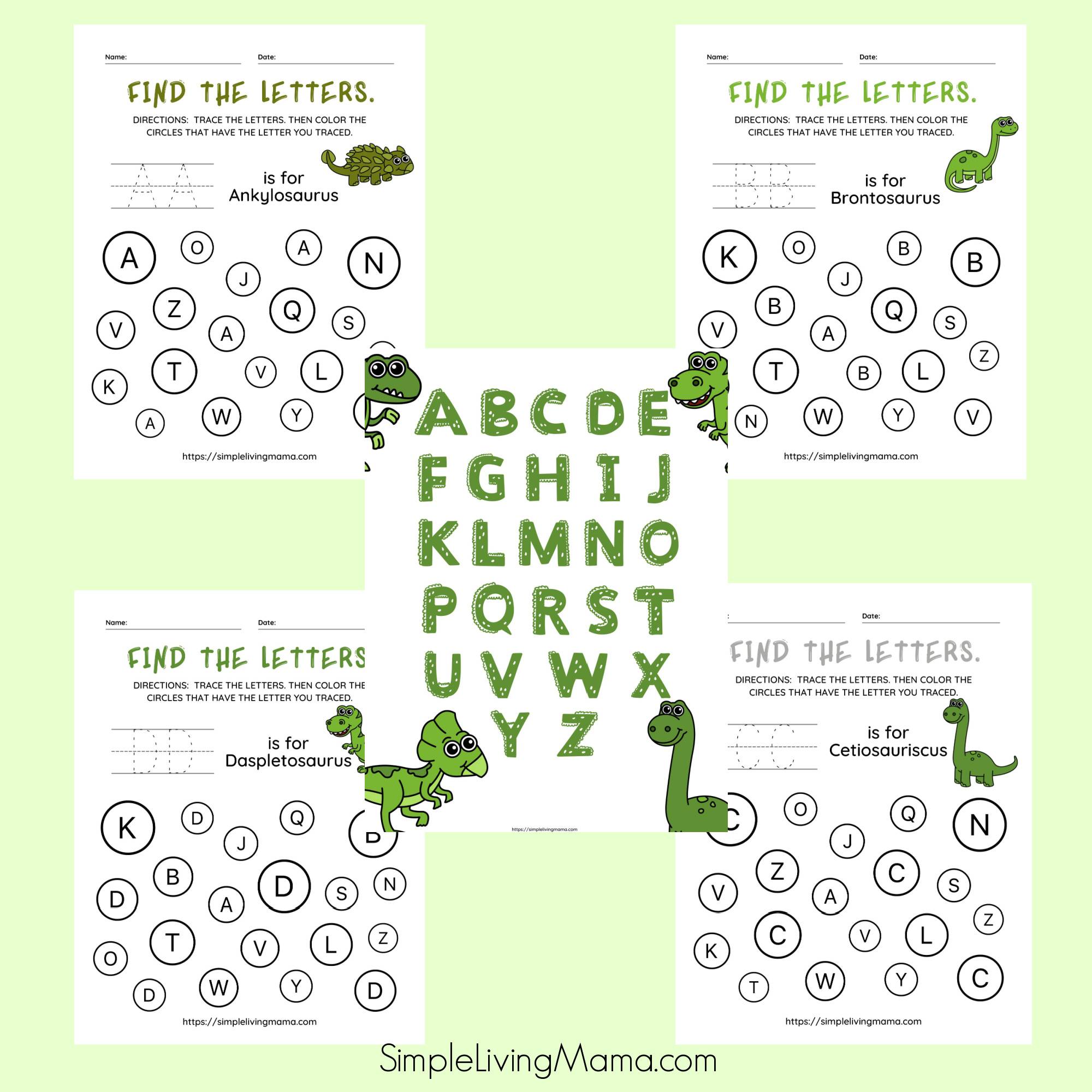 Printable Dinosaur Alphabet Sequencing Puzzle - Artsy Craftsy Mom