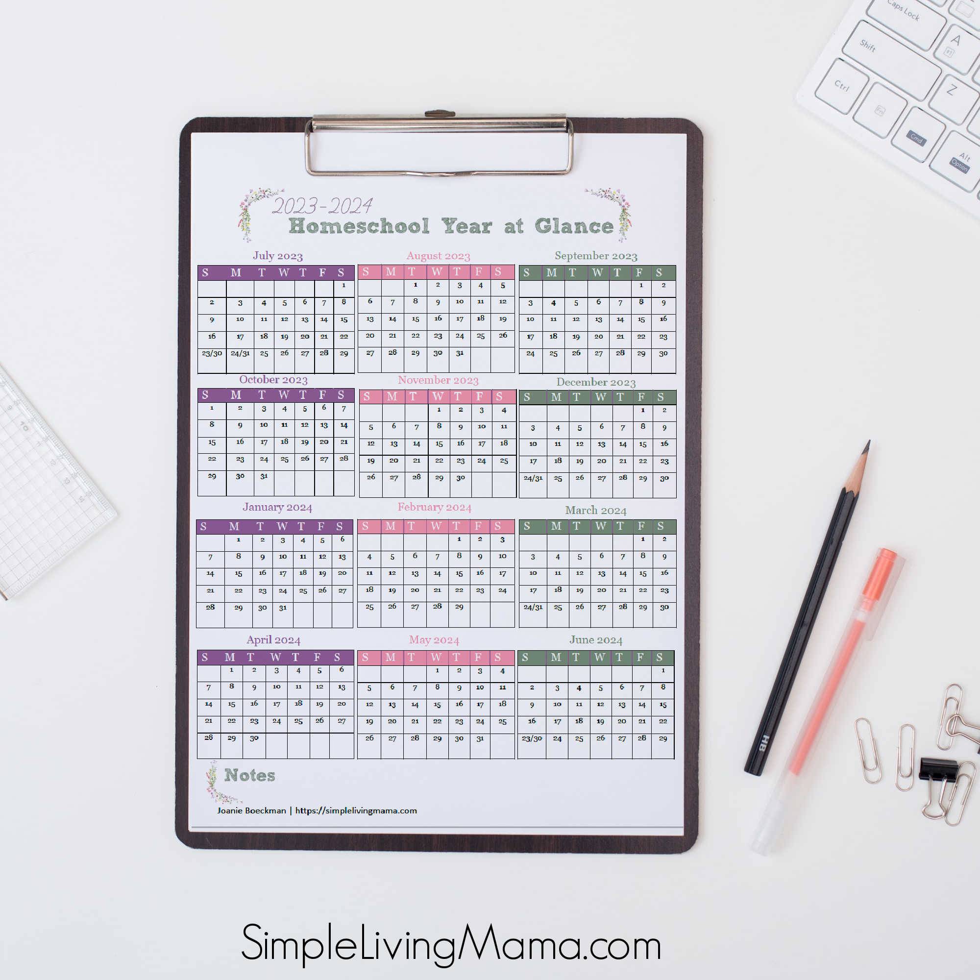 Homeschool Calendar Printable Plan Your Year! Simple Living Mama