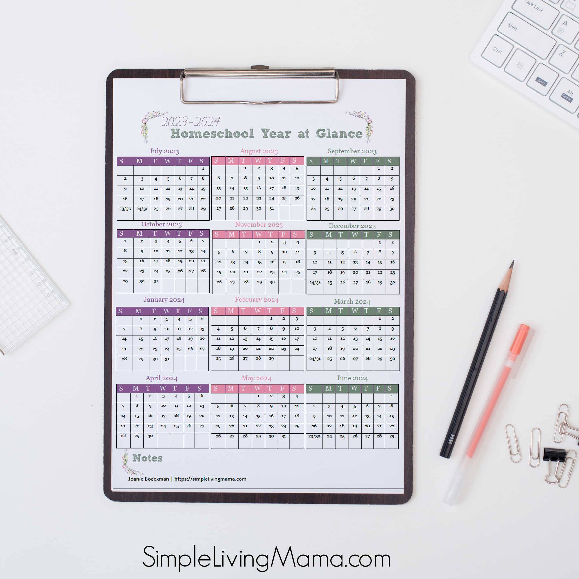 Homeschool Calendar Printable - Plan Your Year! - Simple Living Mama