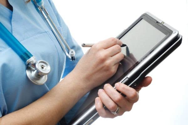 Doctor using tablet