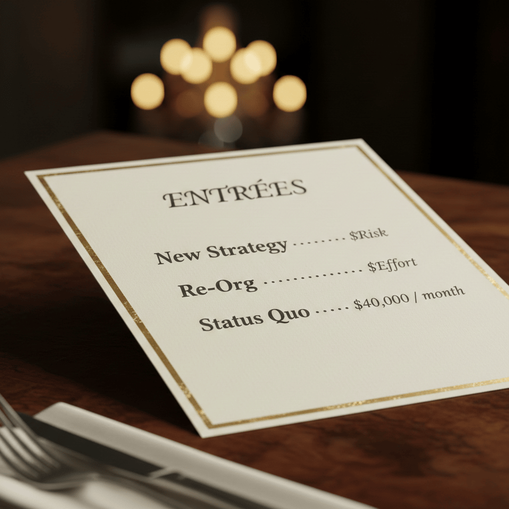 Menu with price of status quo clearly marked - Nano Banana