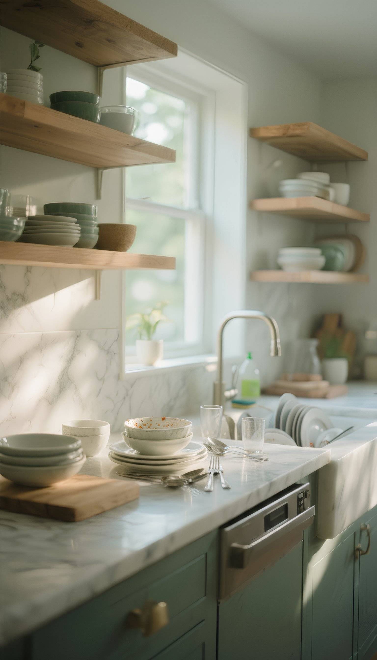 calm kitchen dirty dishes
