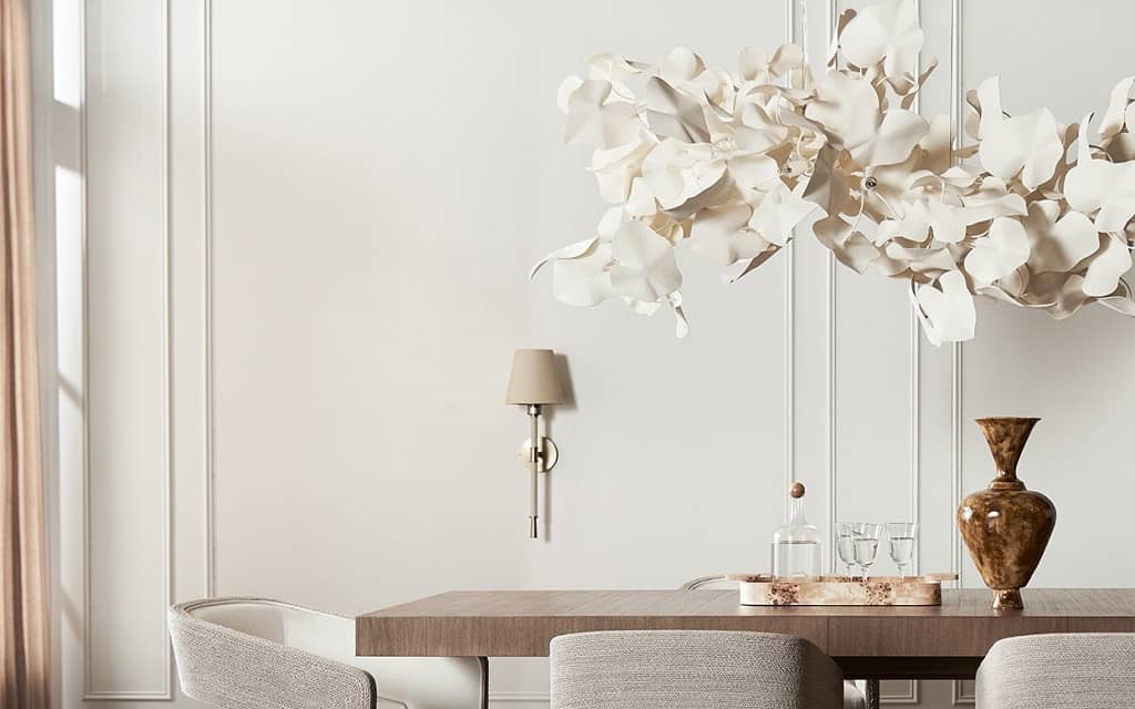 Palecek Claudia Chandelier in an elegant dining room