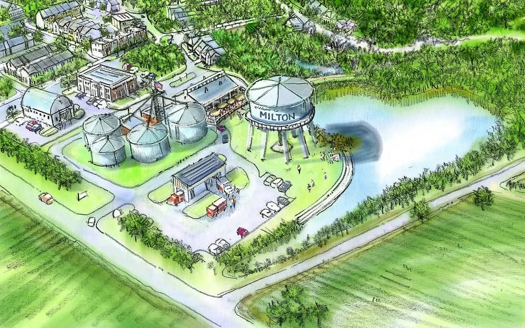 Color illustration of The Granary - with Milton water tower