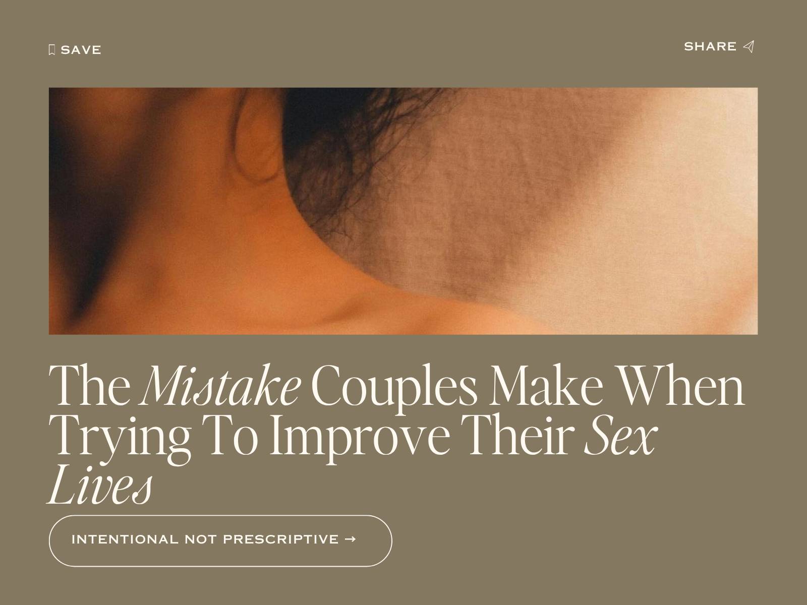 The mistake couples make when trying to improve their sex lives