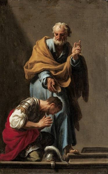 Saint Peter baptizing the Centurion Cornelius. Francesco Trevisani c1700