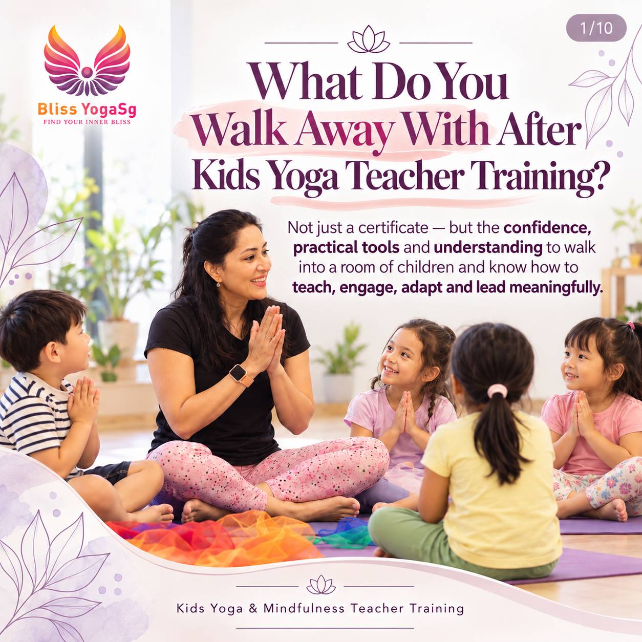 What do you really walk away with after Kids Yoga Teacher Training? 💜 Not just a certificate — but the confidence, practical tools and understanding to walk into a room of children and know how to teach, engage, adapt yoga and mindfulness and lead meaning