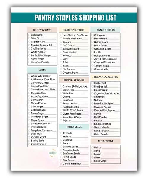 Free Pantry Shopping List for a PlantBased Diet!