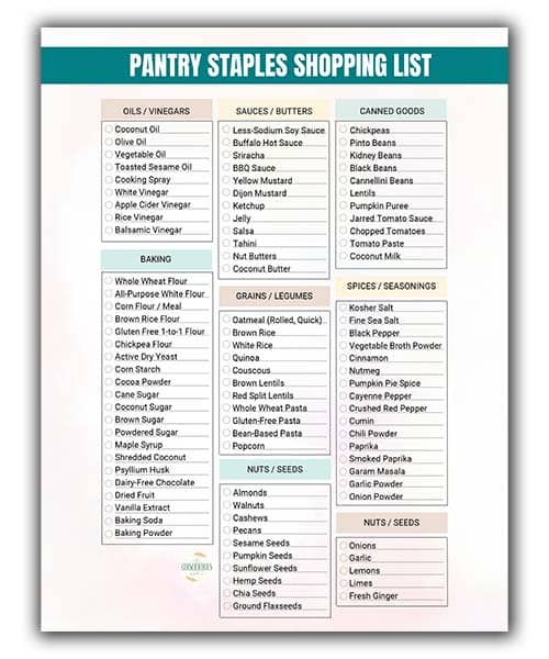 Free Pantry Shopping List for a Plant-Based Diet!