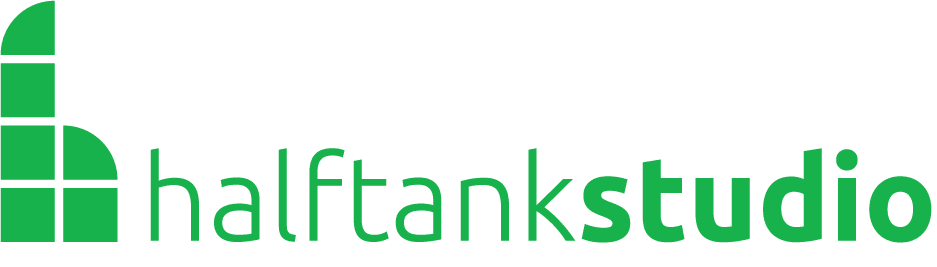 halftank studio logo, a pixelated lower case h
