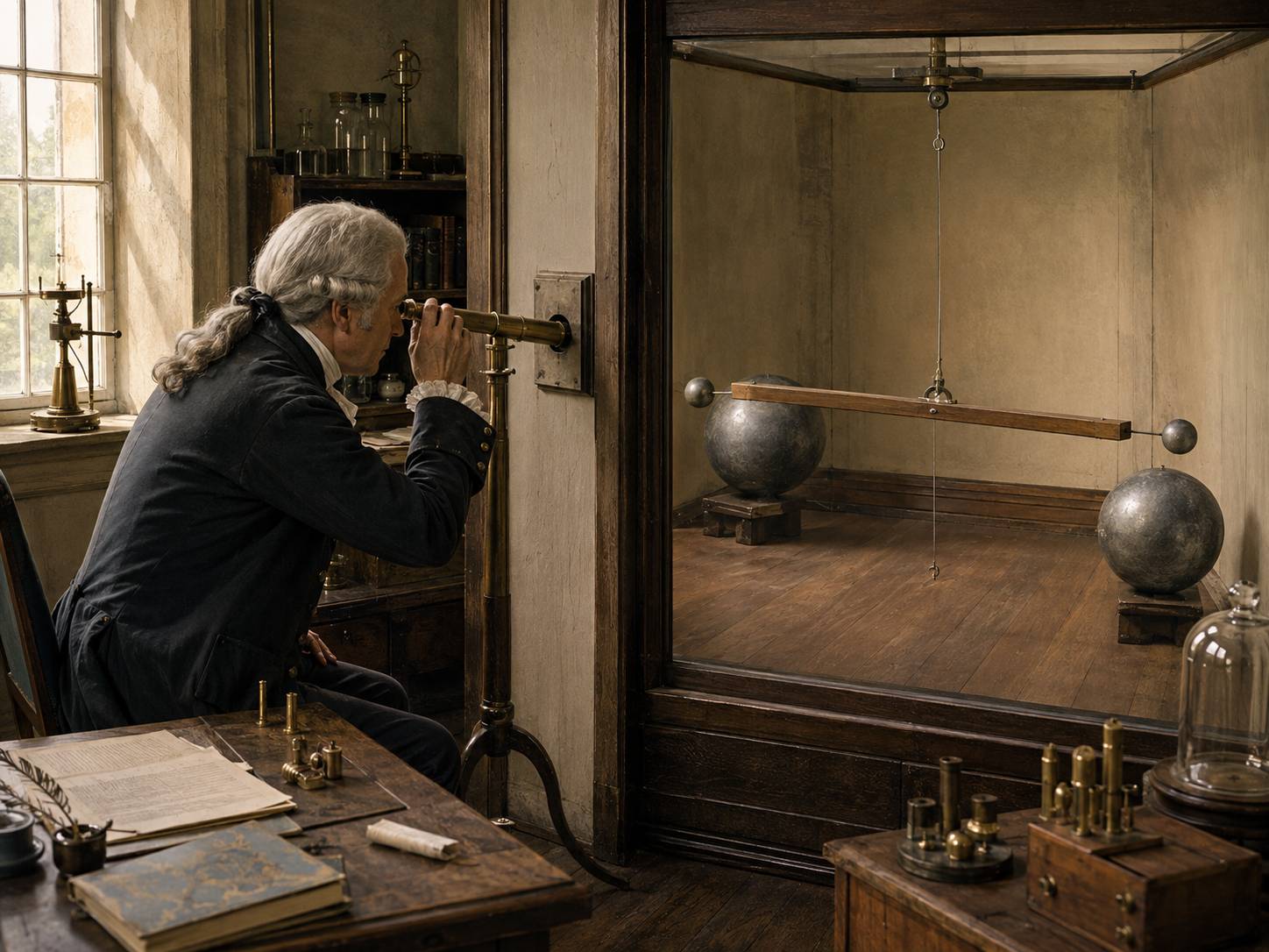 Henry Cavendish used an extraordinarily sensitive torsion-balance experiment to help determine the density of the Earth.