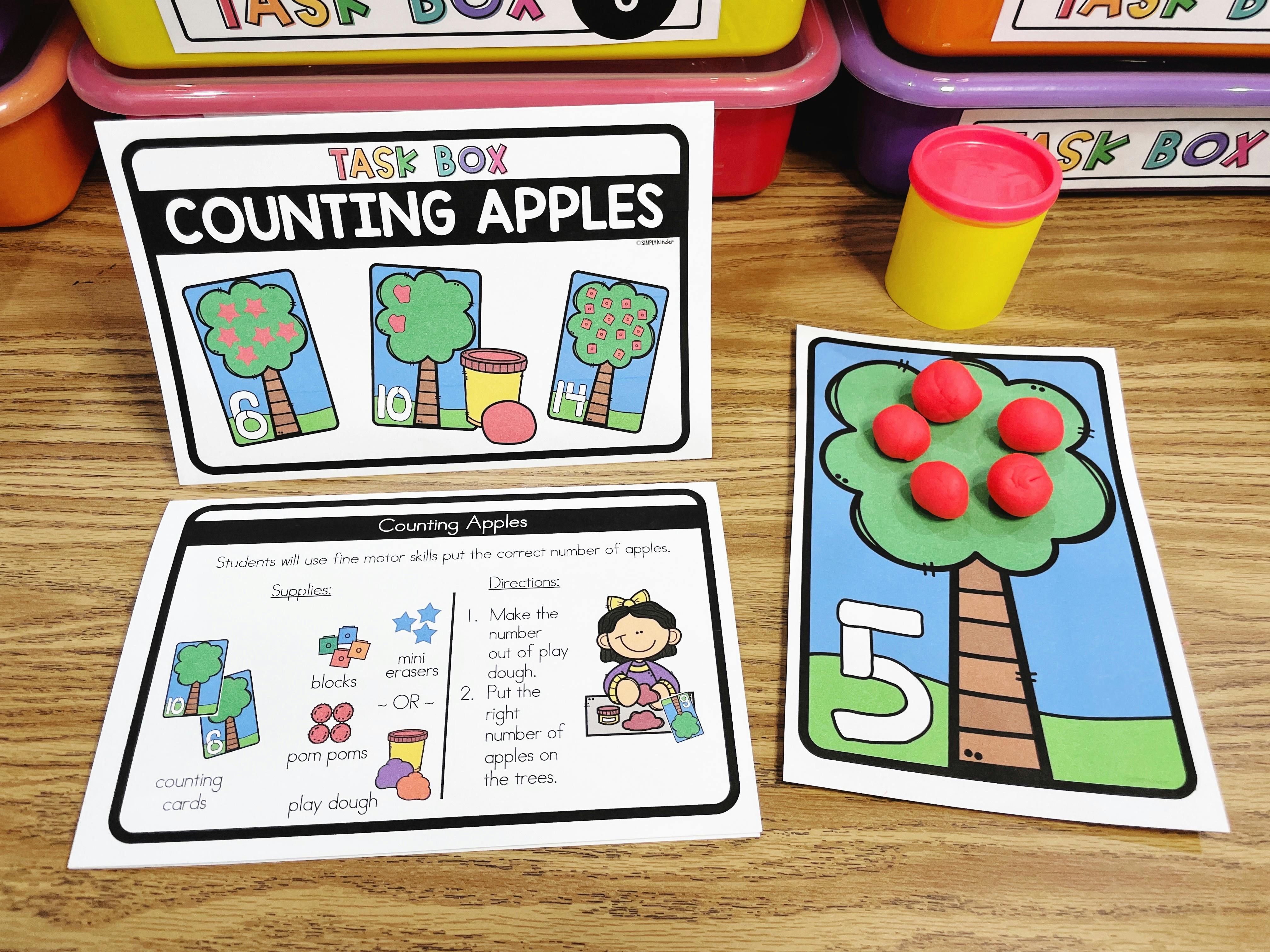 Math Task Boxes for Kindergarten: Set 4 - Katie Roltgen Teaching
