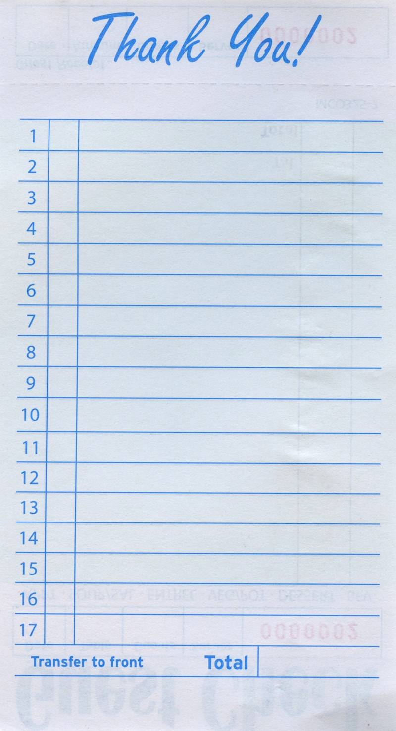 a blue and white thank you note with numbers