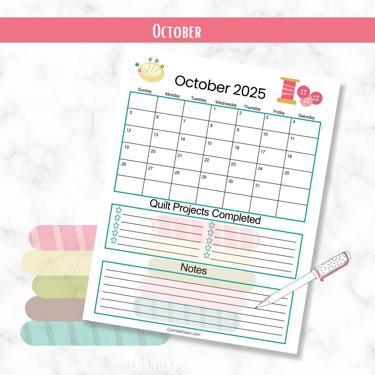 October Quilt Calendar