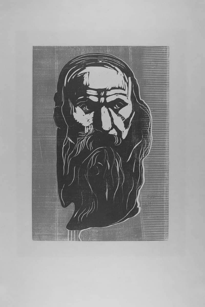 A drawing of a man with a beard
