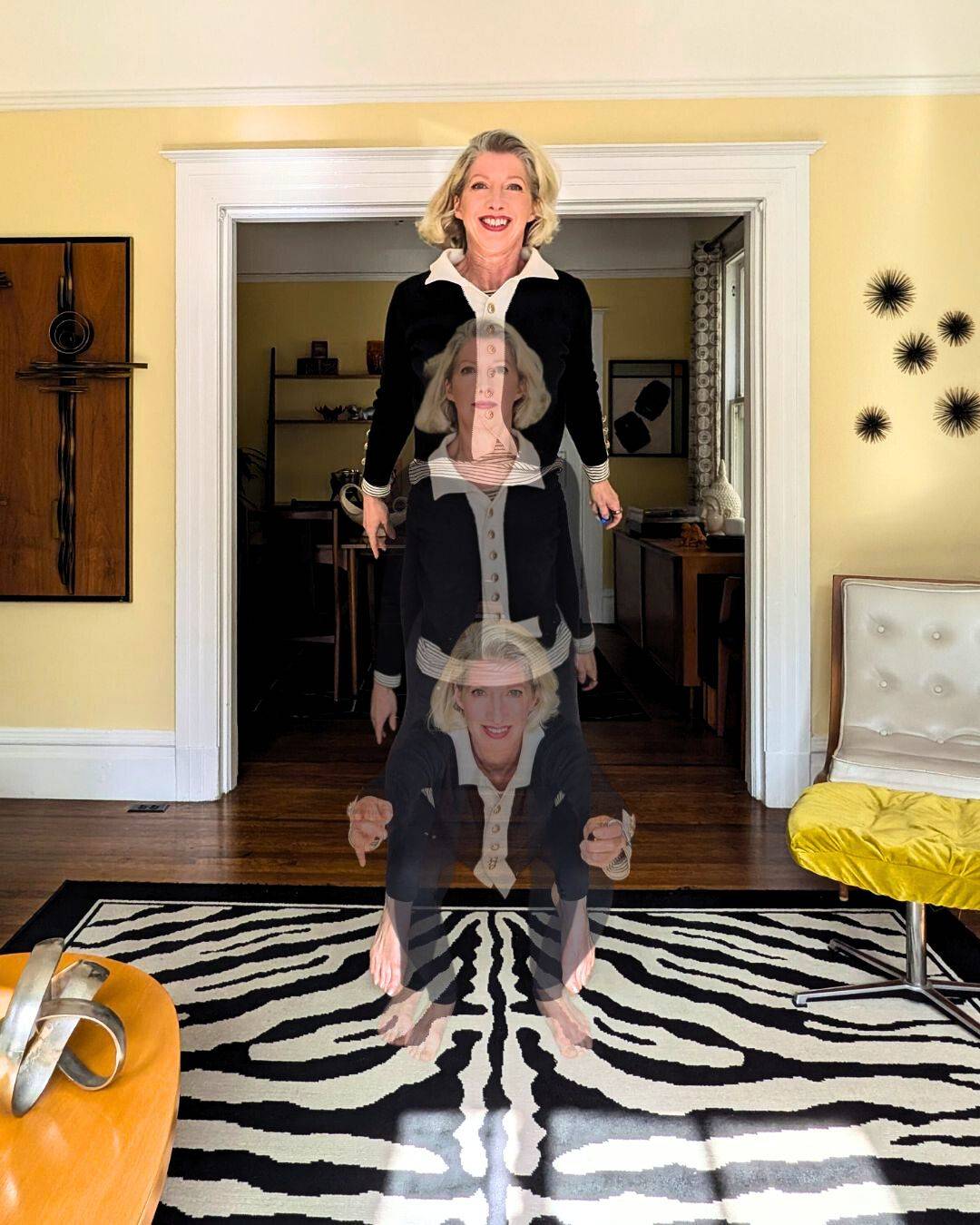 woman squatting then jumping