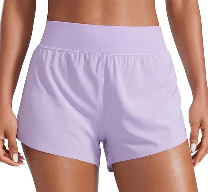 CRZ YOGA High Waisted Split Running Shorts for Women 3" - Comfy Mesh Liner for Workout Athletic Gym Track Quick Dry