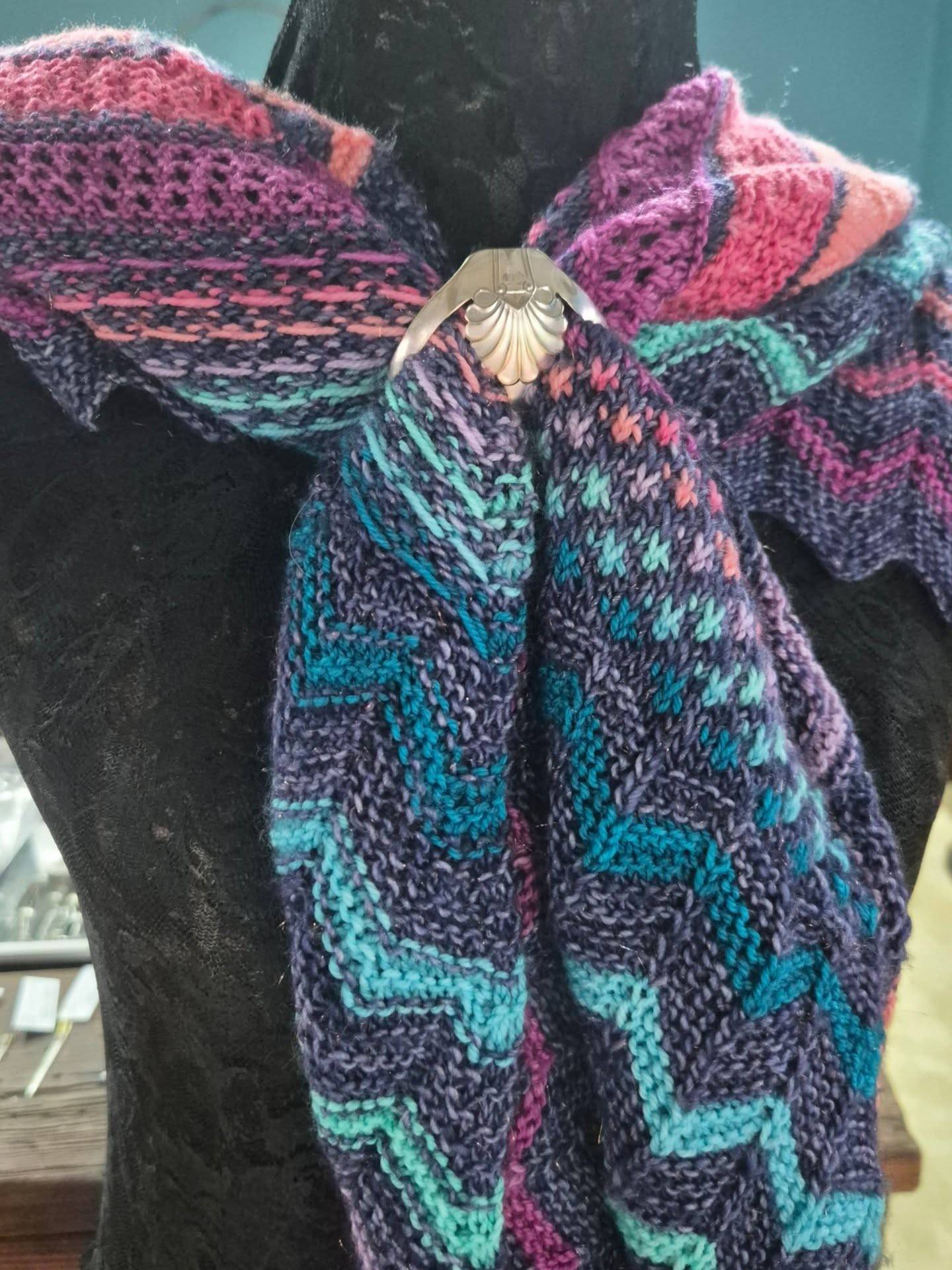 Some shawl pins, fibulae, and buckles available after CTYF, styled on @foxyarn’s colourful shawl 🤍 and ready for @karoo_winter_wool_festival

The shawl pin comes with a small pin cap and adds just the right touch of glamour to your shawl or scarf.
The spiral fibula is a playful option that keeps your shawl beautifully in place.
Brooch style pieces for a classic feel.
Buckles for those loose ends you never quite know what to do with.
Fibulae have a movable needle so you can adjust them to your shawl.

All handcrafted from antique cutlery, carefully sanded and polished to a smooth finish so it won’t catch on your beautiful handknitted shawl or scarf, each one with its own story.

#karoowinterwoolfestival #woolfestival #karoowool #middelburgtourism #middelburgkaroo