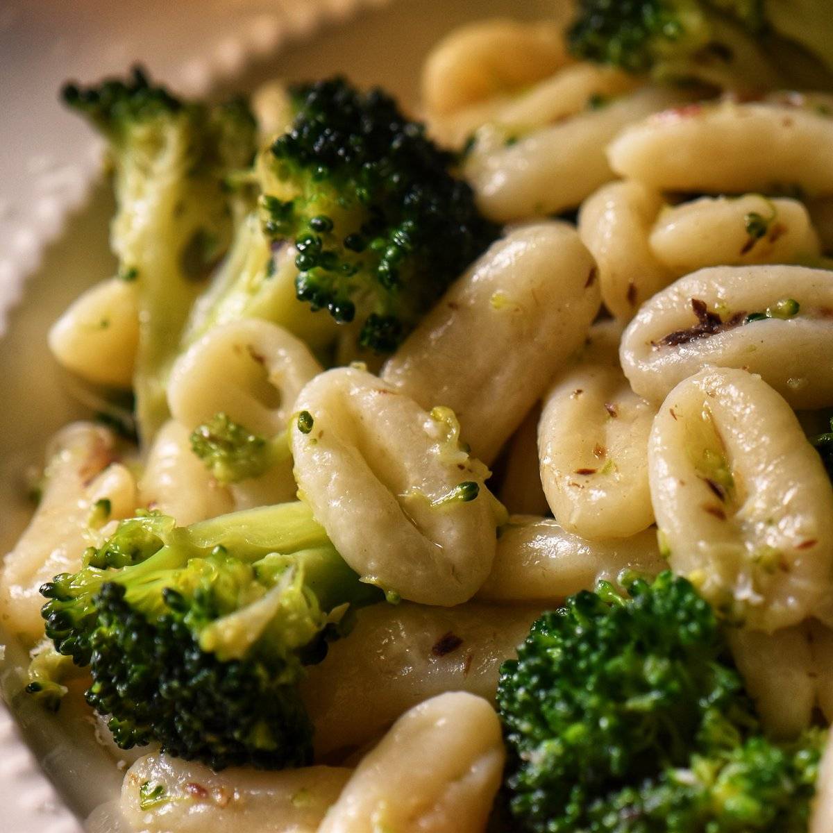 Sauteed broccoli with cavatelli.