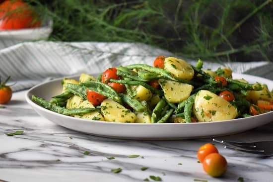 Italian potato salad in a serving dish.