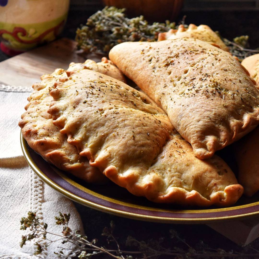 Calzone on a plate.
