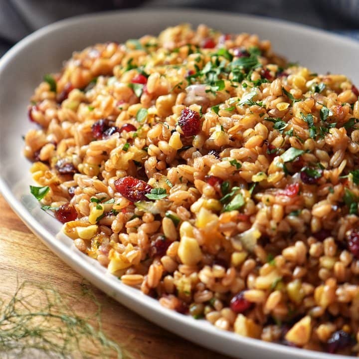 Farro salad in a platter
