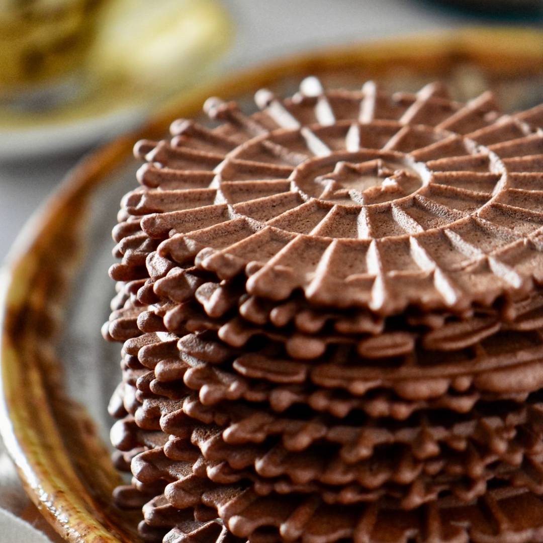 A stack of Italian pizzelle.