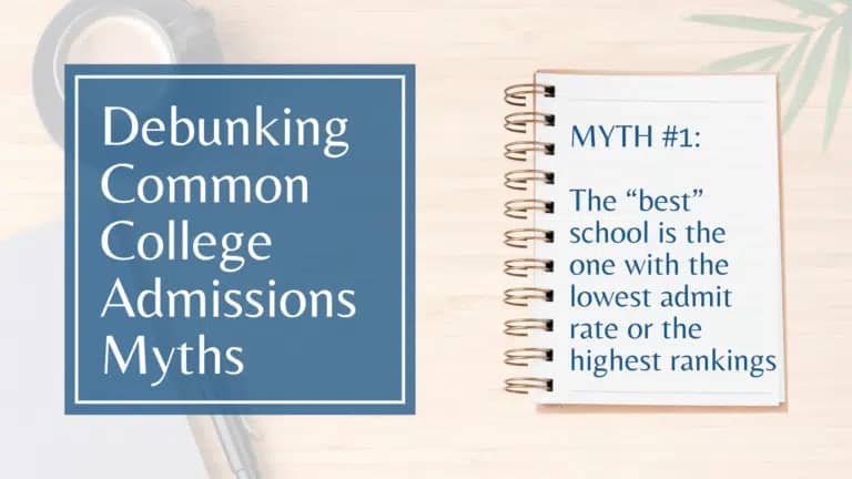 Debunking Common College Admissions Myths - MYTH #1: The “best” school is the one with the lowest admit rate or the highest rankings