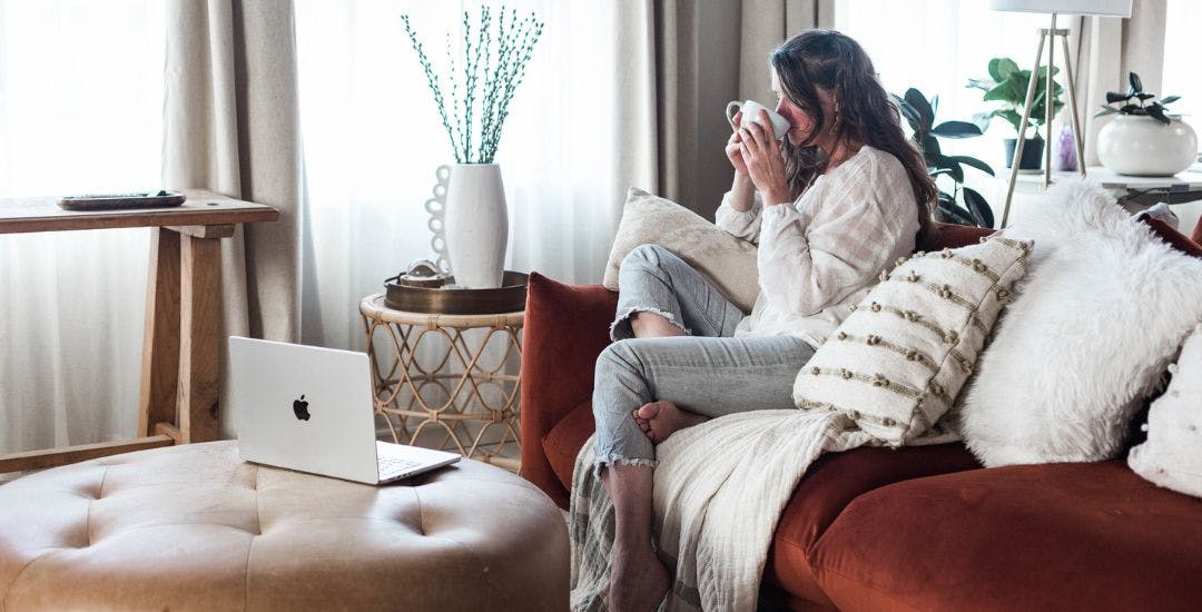 Woman drinking from a mug