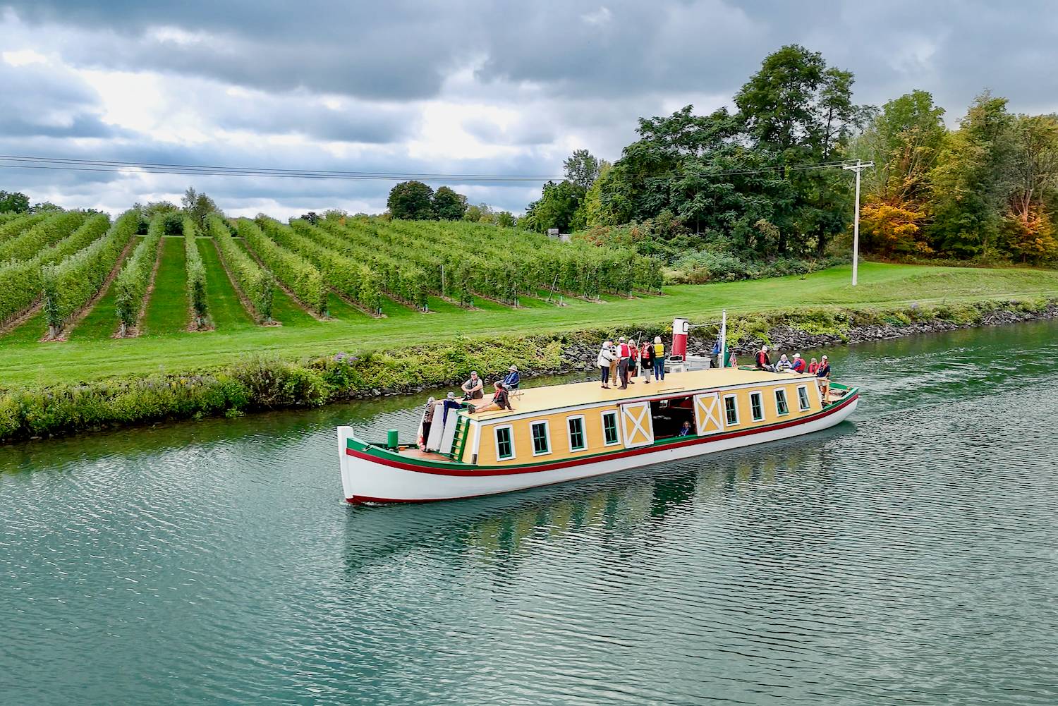 Historic replica canal boat on her Erie Canal Bicentennial Voyage across New York State