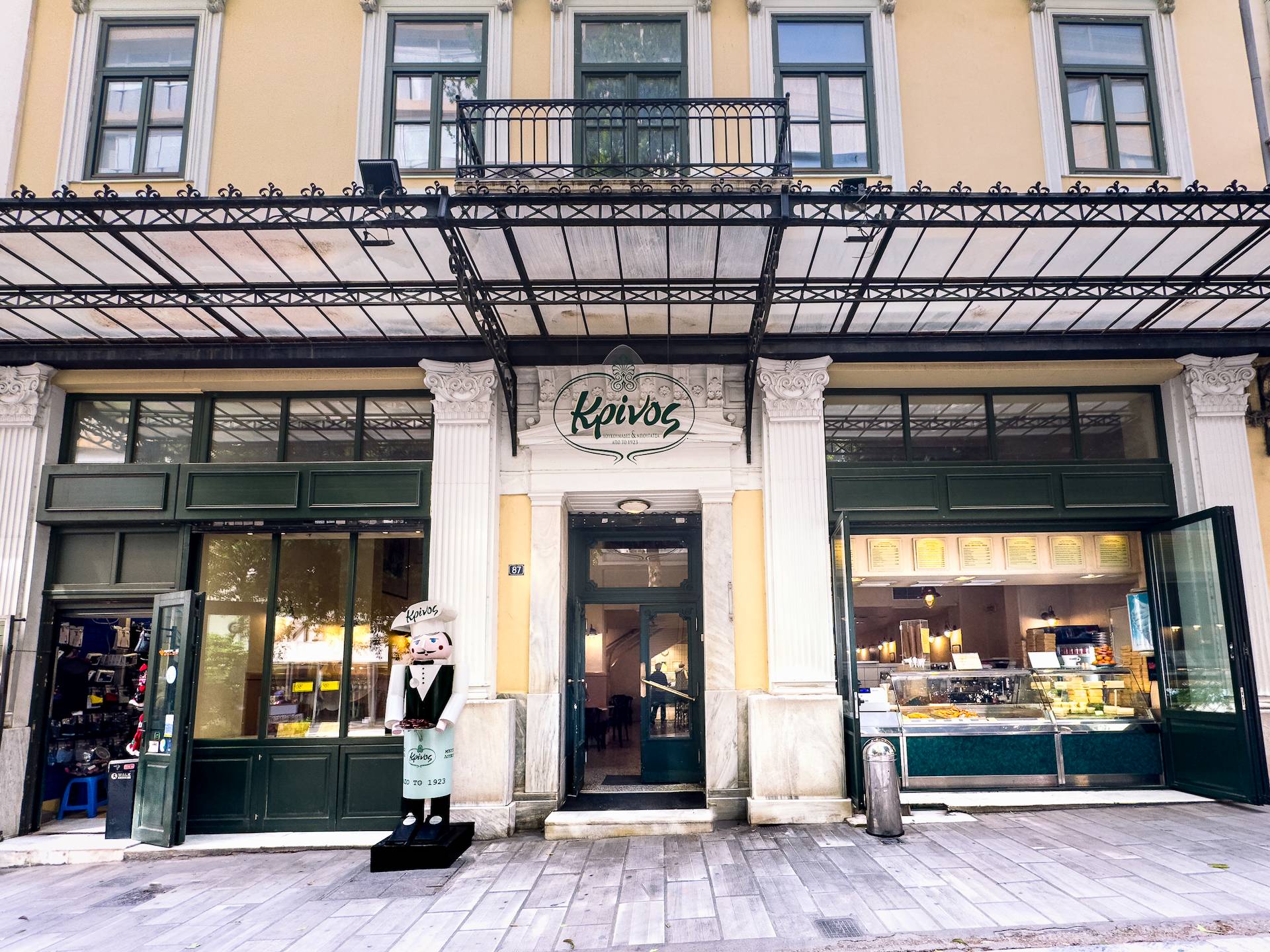 Neo classical building in Athens housing Krinos patisserie since 1923