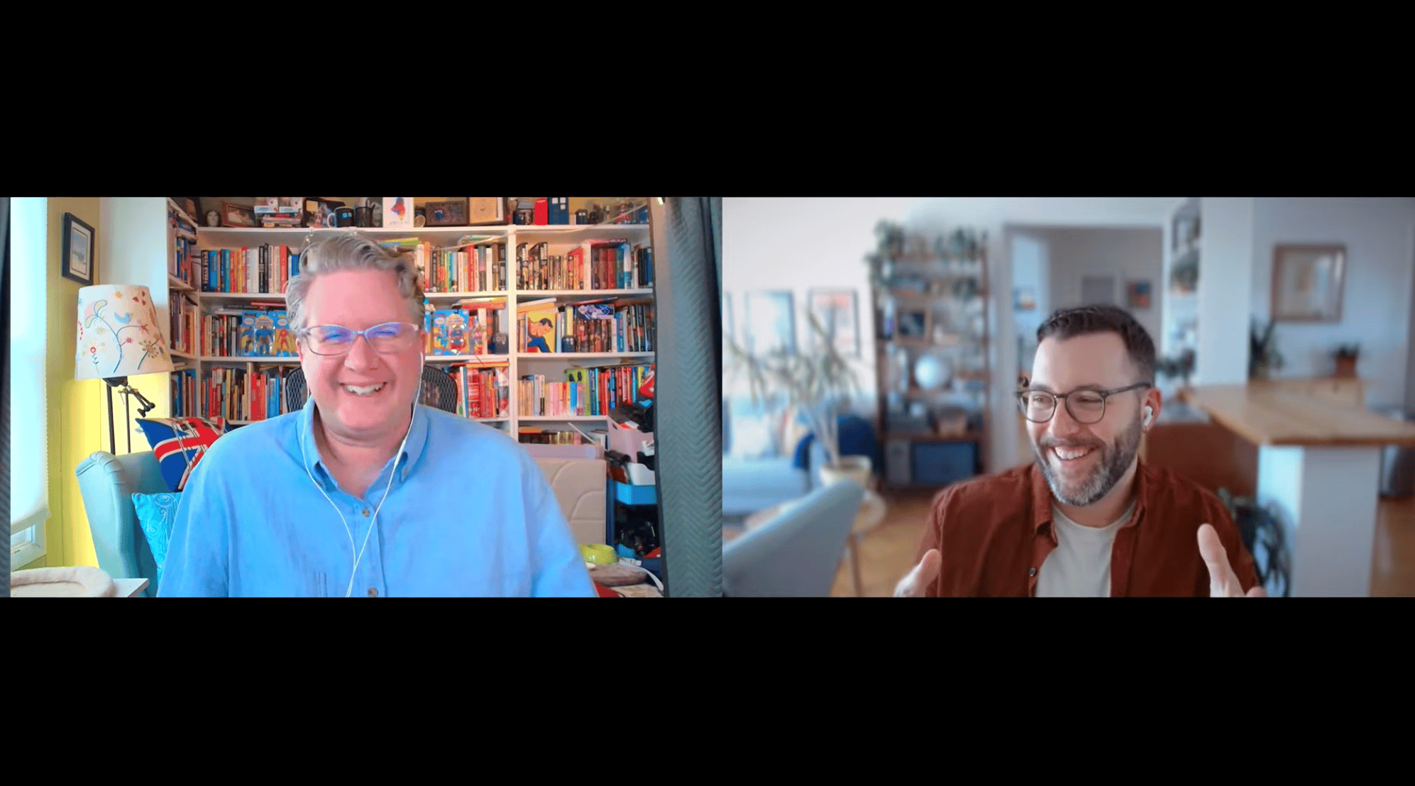 Screenshot of Brett and Alex laughing during a recording of an episode of The AuDHD Boss