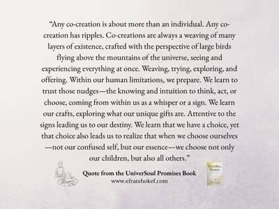 Co Creation quote from the UniverSoul Promises Book by Efrat Shokef