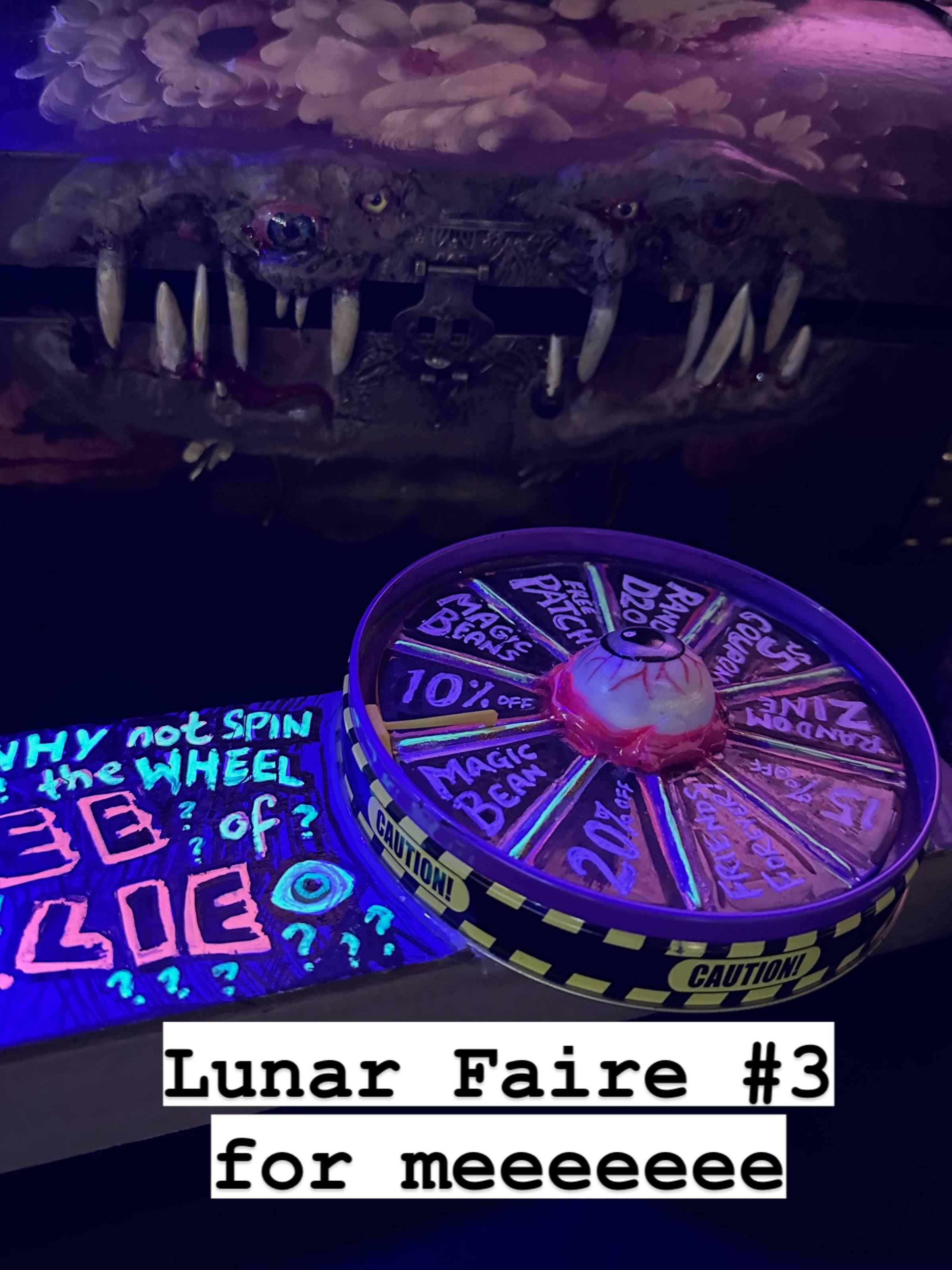 Spin the wheel - maybe you’ll get a discount, maybe you’ll spin “friends forever”! Either way, it’s the Lunar Faire fans that make the night market so much fun, and I am looking forward to seeing you! #lunarfairenj  #lunarfaire #coffeeandcreatures