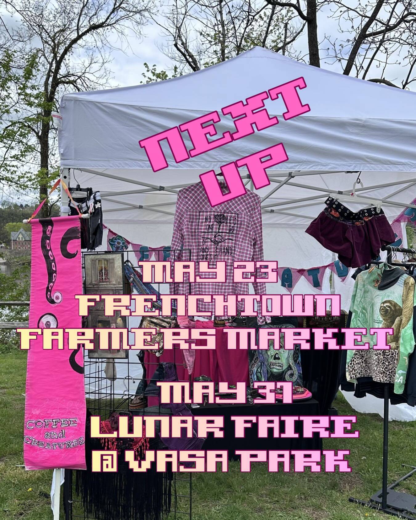 The tent season is truly kicking off now! Saturday the 23rd will be my first @frenchtownnjfarmersmarket of the year, followed by my first @lunarfaire of 2026! I am cooking up some additional entertainment for this year’s night markets with LF, thanks to the lovely Craig. Hint: I am too cheap and lazy to attend a Ren Faire, so I am making a mini one in my tent. Want to chat in character with a couple of weirdos? Got you covered. Need a cape? Likewise. Tentacle-covered lamp? You won’t believe it but…
Looking forward to seeing y’all out there, lovelies!