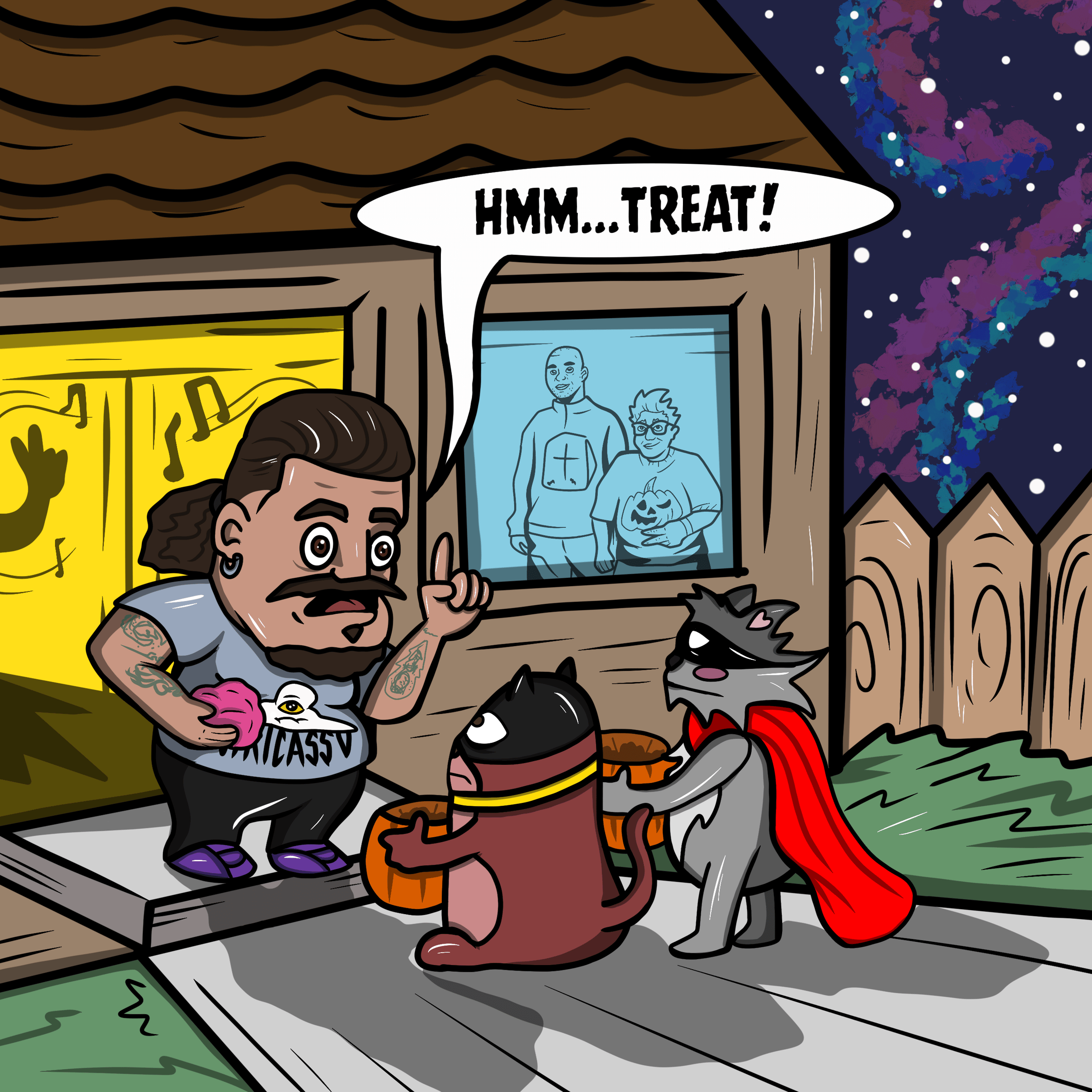 The same scene as above, siri answers "Hmmm...treat!"