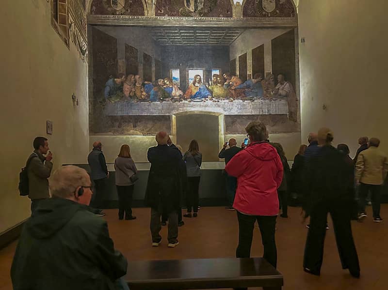 people viewing The Last Supper seen on a Tauck tour