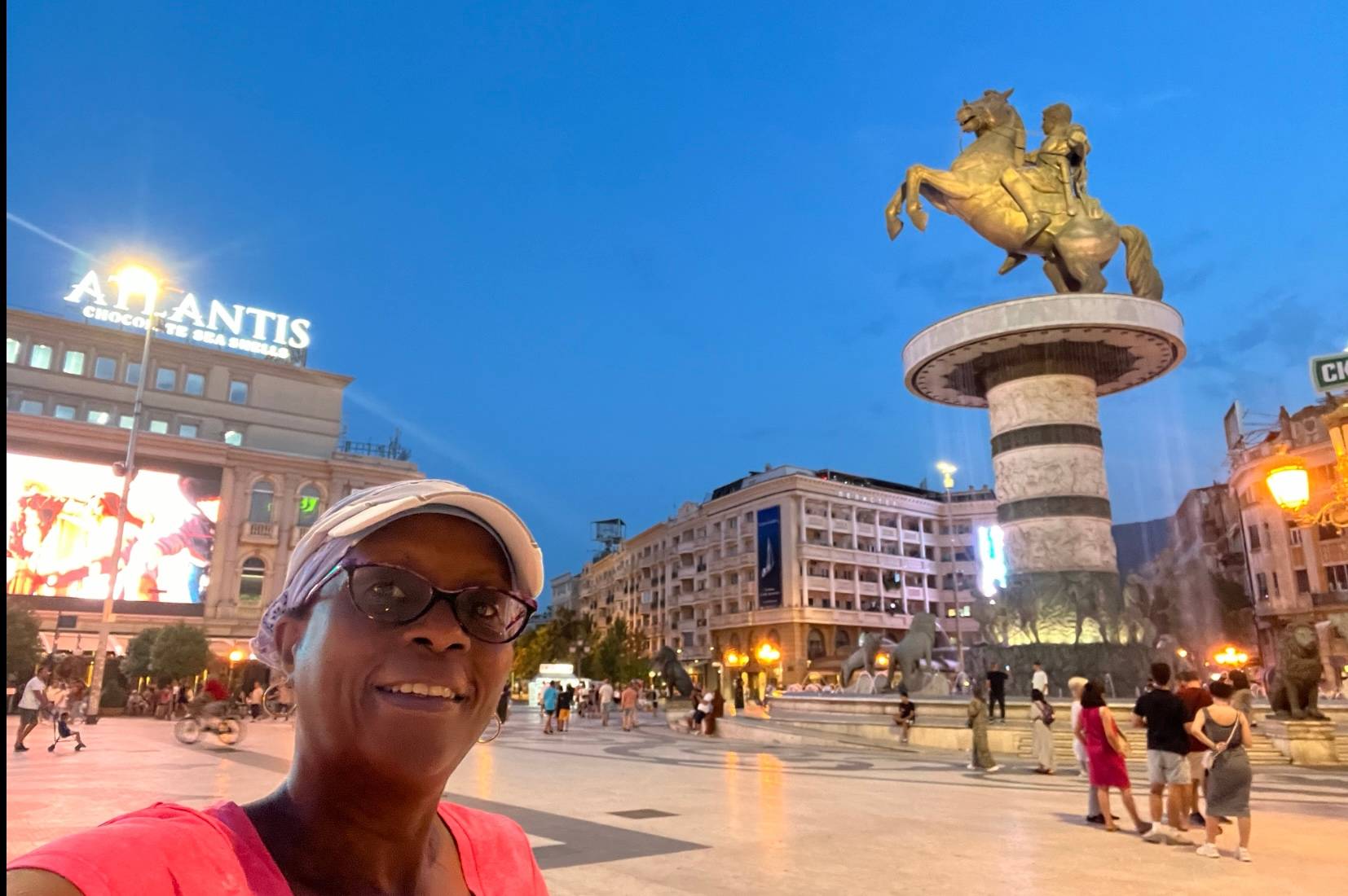 Walking around Macedonia Square, Skopje, North Macedonia