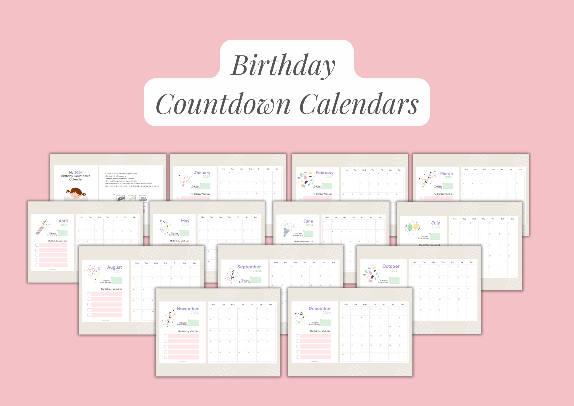 Free Countdown Calendars for Little Girls