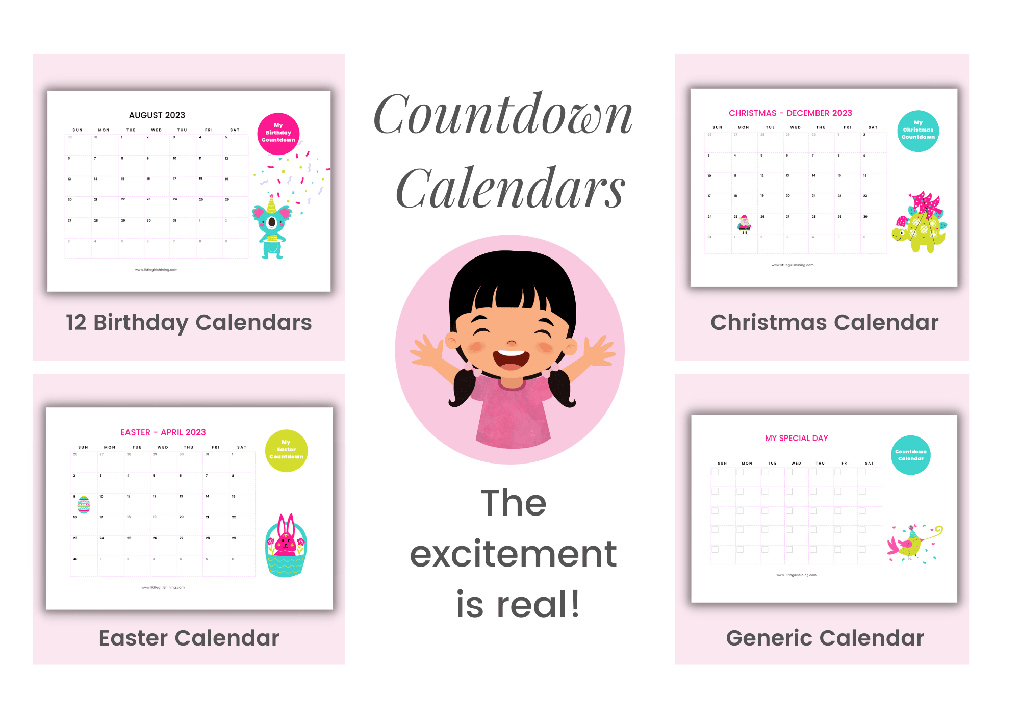 Free Countdown Calendars for Little Girls