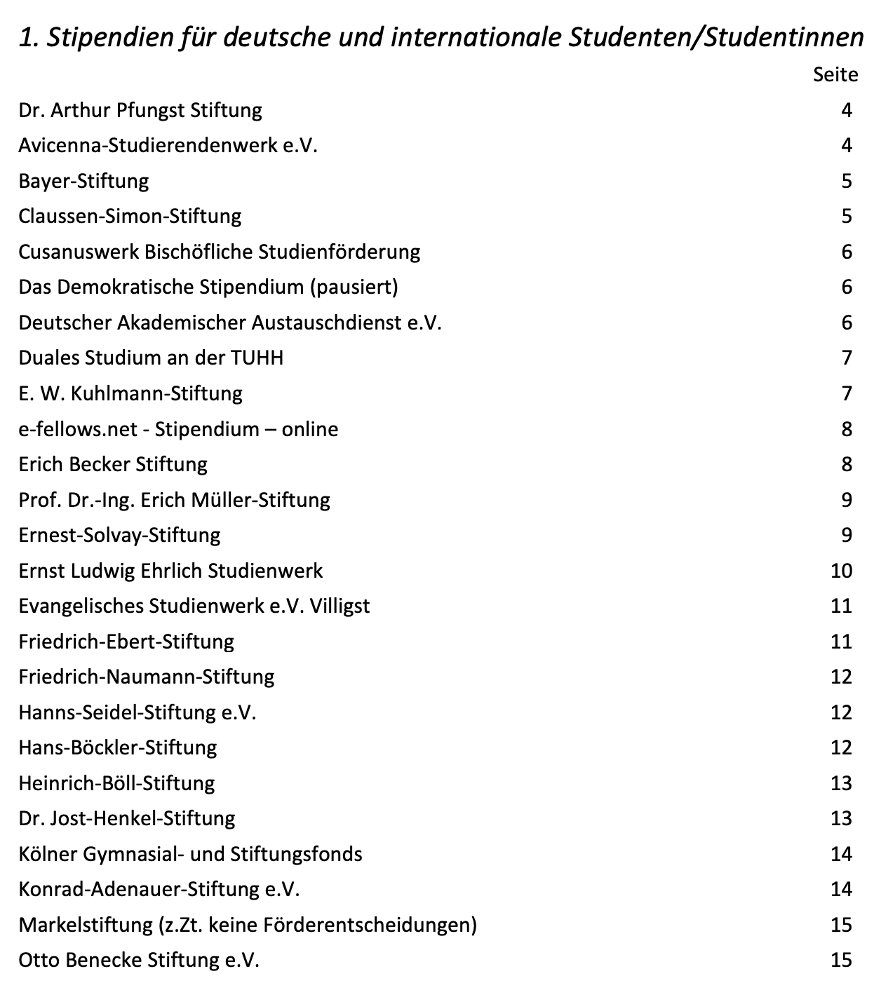 Detailed List of Scholarships for Germany